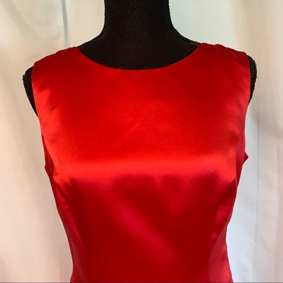BILL Levkoff Red satin crisscross bow back prom wedding bridesmaid gown dress🔥 - Picture 4 of 11